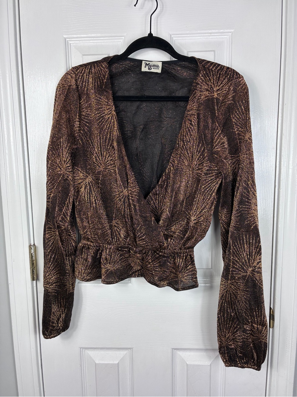 Show Me Your Mumu Faux Wrap Peplum Top Medium